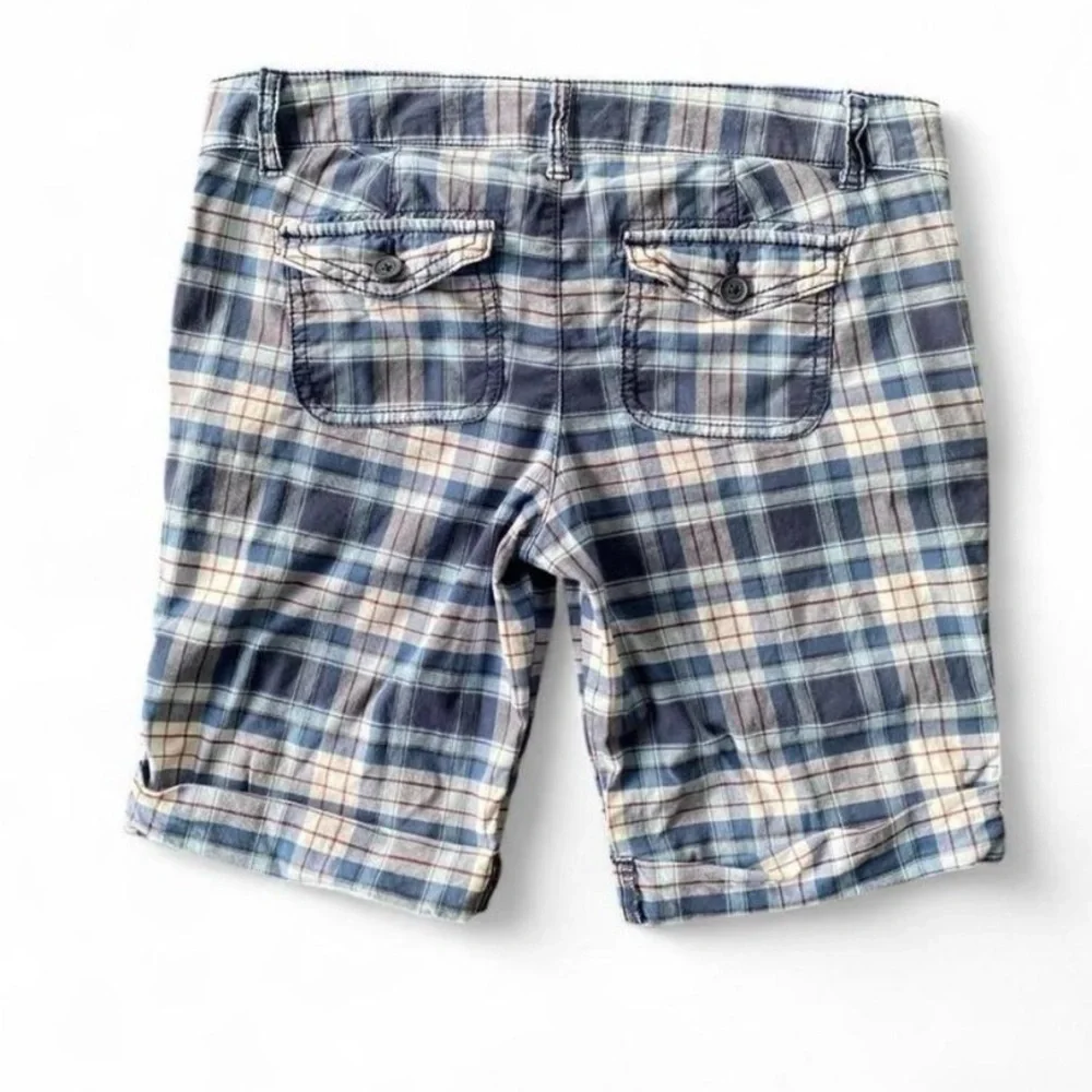 Y2K Abercrombie Blue Plaid Bermudan Shorts Preppy Coastal